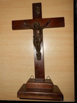 Starožitný Ježíš na kříži 33cm + stolní Ježíš 8,5cm - 1