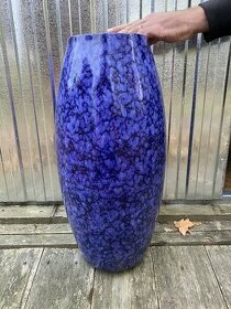 Velká vintage modrá keramická váza r.1970 - 1
