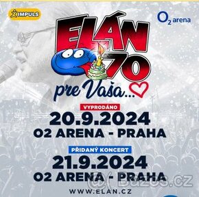 Predám 2 listky na vypredaný koncert Elanu v o2 aréne- Praha