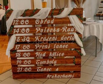 Svatební paleta s harmonogramem