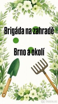 Brigádník na práci na zahradě