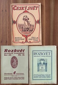 Rozkvět, Český svět - staré časopisy 1912,1915,1919