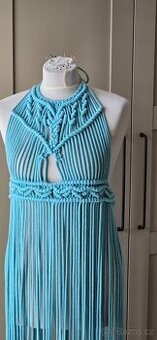 Macrame šaty tyrkysové nove. - 1