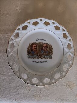 Porcelánový talíř- Franc Josef,Wilhelm II., Rakousko Uhersko - 1