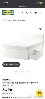IKEA postel BRIMNES 180x200 + lamelové rošty
