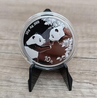 Stribrna investicni mince panda 15ks, 2023 , ryzost 999/1000