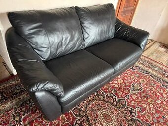 Černá kožená sedačka,5843