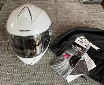 Bílá Helma na motorku NOX N960