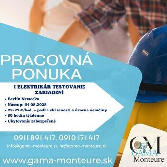 1 x Elektrikár na testovanie elektrických zariadení