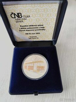 Stříbrná pamětní mince 500 Kč Tramvaj ČKD T3 běžná kvalita