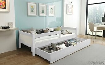 NOVÁ dětská postel BOROVICE bílá + MATRACE + ŠUPLÍK