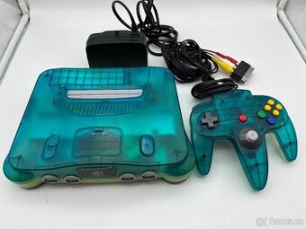 Nintendo 64 clear blue a ovladač s novým joystickem