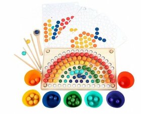 Desková Montessori logická hra - Rainbow clip beads