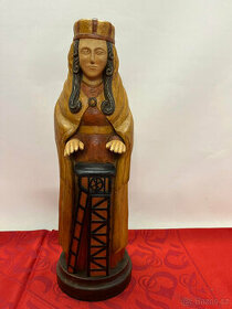 Stará, dřevěná, náboženská socha, Panna Marie - 1