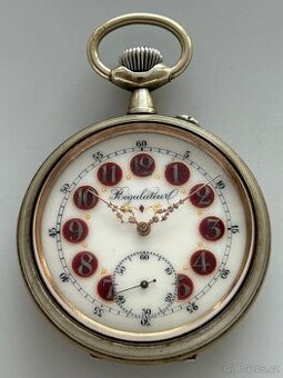 Monstrózní staré kapesní hodinky s lokomotivou, 66mm, 202g
