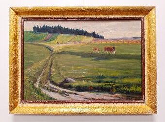 Obraz Pastva po žních, olejomalba 28x39