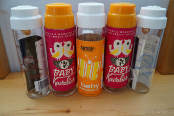 Retro kojenecké láhve skleněné 5ks sklárny Kavalier