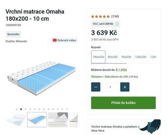 Toper 180x200 vrchní matrace