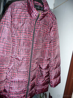 Zimní bunda dámská, bordó+černý vzor, vel.46