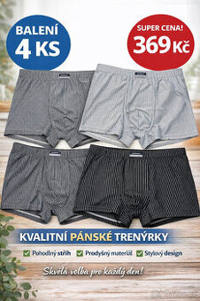Prémiové pánské boxerky – 4 ks | Vysoká kvalita a komfort