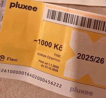 5x1000kč Pluxee poukázky