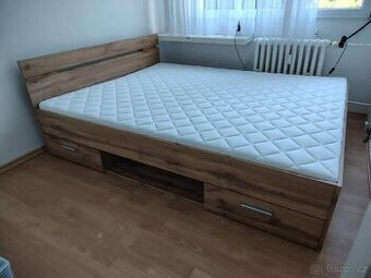 Multifunkční dvoulůžková postel dub wotan NOVÁ
