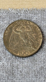 Stříbrná mince ČSR 100 Kčs 1948 30. výročí (Ag 500, 14g)