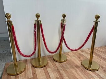 VIP sloupky se sametovým lanem – zlaté (set)