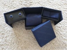 Luxusní dárkový kravatový set - tmavěmodrý - 1