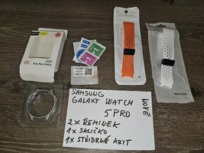 Samsung Galaxy Watche 5 Pro 2xřeminek , Tvrzené sklo + kryt - 1