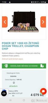 Poker set 1000 ks žetonů OCEAN Trolley - 1