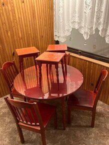 Stůl rozkládací , 4x židle, 3x stolička set komplet