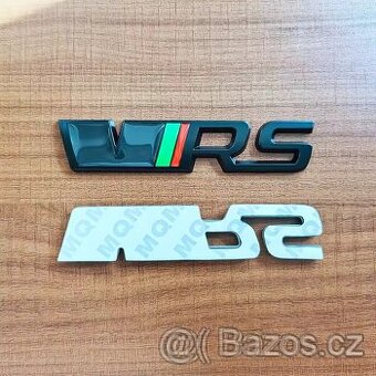 ŠKODA RS – černé a stříbrné vRS znaky (přední + zadní)