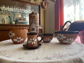 Keramický set- kopretiny, ruční výroba