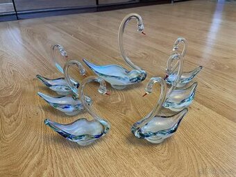 Skleněné labutě – ruční práce (set)