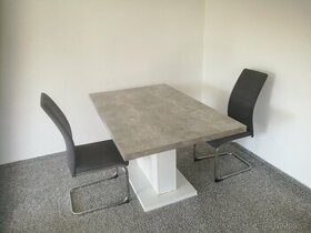Jídelní stůl (šedo bílý) + 2 židle