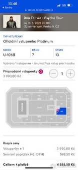 Prodám 1x lístek na DON TOLIVER 02 Universum