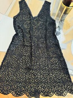 Černé háčkované plážové šaty Calzedonia vel. S