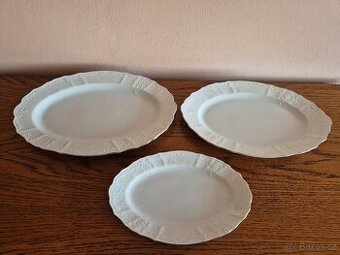 Sada 3 velké oválné talíře zlatá linka Bernadotte