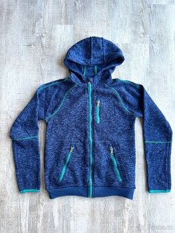 Pletená mikina s kapucí KIK vel. 146-152, žíhaná modrá