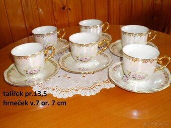 porcelánové hrnečky s podšálky - dekor - ++NOVÉ++