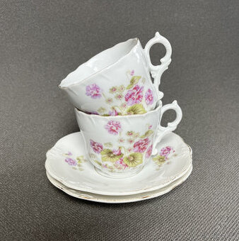 2x secesní šálek s podšálkem 150ml, Carl Tielsch