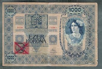 Staré bankovky 1000 korun 1902 KOLEK