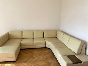 Béžová kožená sedací souprava