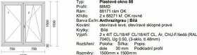 Prodám plastové okno 1500x1500 trojsklo