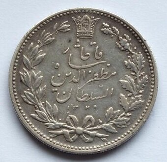 Persie,sultán Mozaffar ed-Dín Šáh Kádžár 1902,5000 denár, Ag