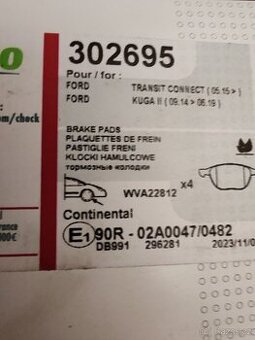 Brzdové destičky Ford tranzit conect kuga