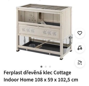 Dřevěná dvoupatrová klec pro králíka/morče