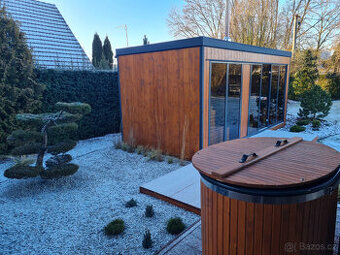 Venkovní saunový domek s odpočívárnou