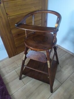 Dětská dřevěná židlička – retro, jídelní, rozkládací